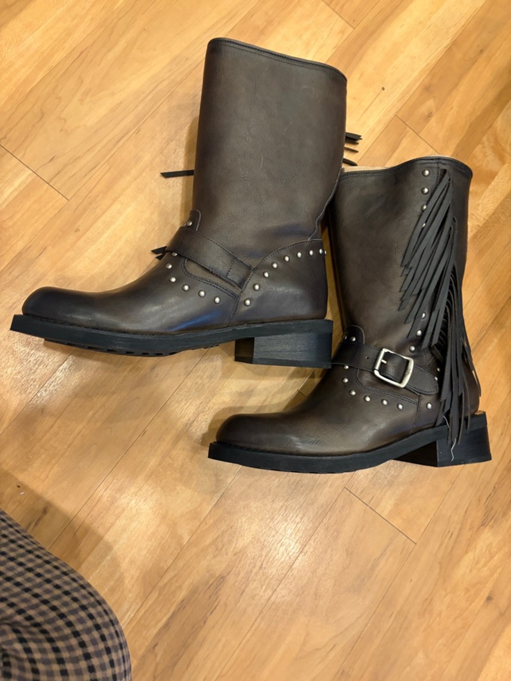 NWT FRYE Viv Engineer Boots - Studded Fringe Leather Mid-Calf SALE 1 day ONLY - Picture 11 of 12